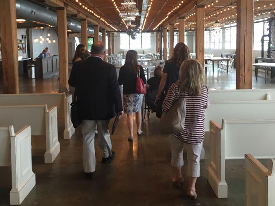 Leaders from the chamber industry head to a reception to network with peers