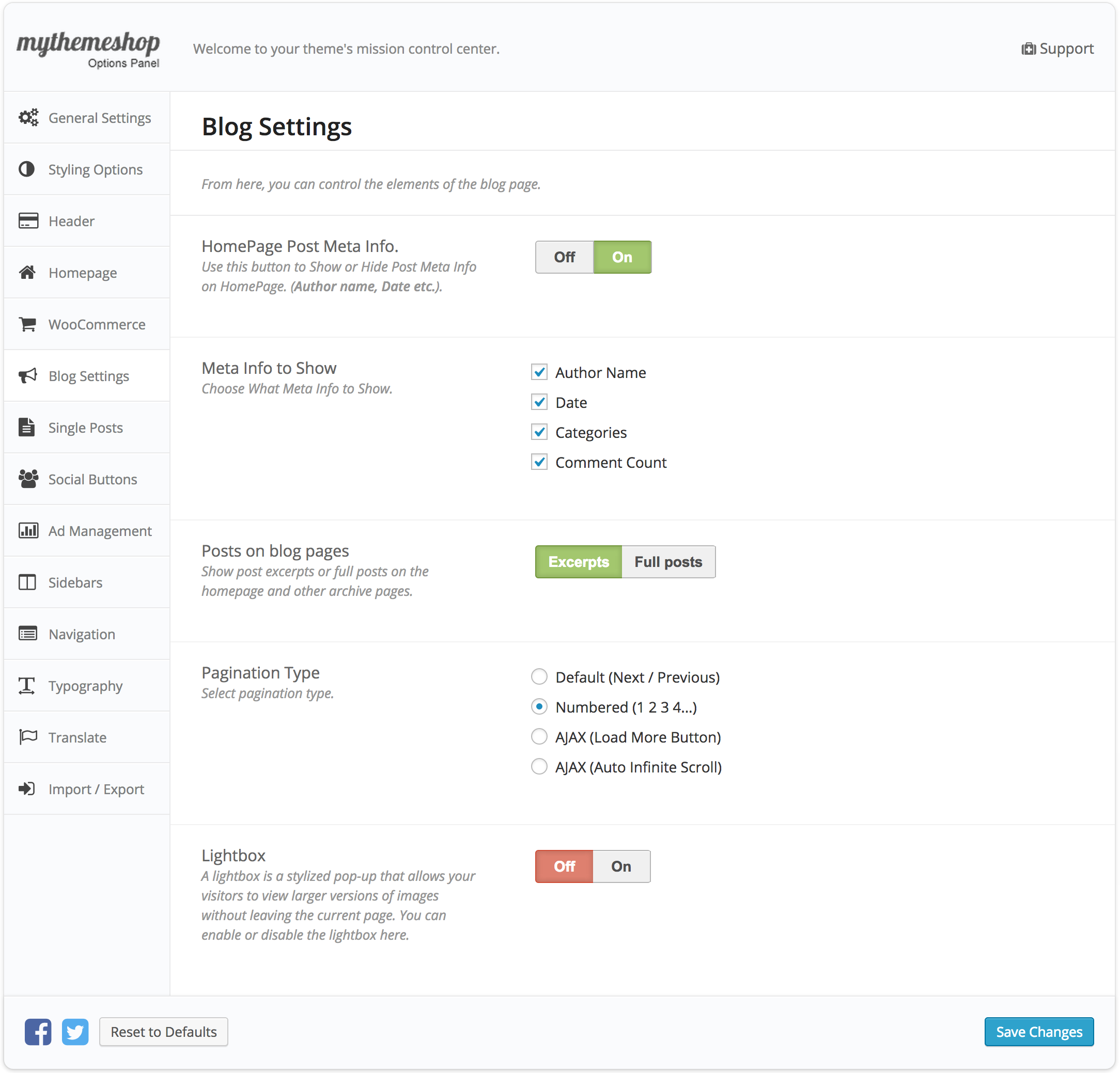 eMaxStore Blog settings