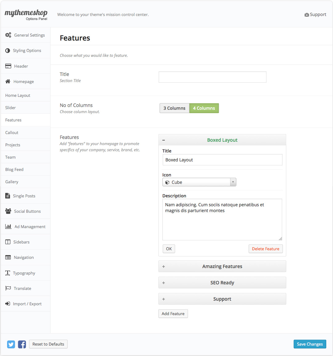 Business Features Settings