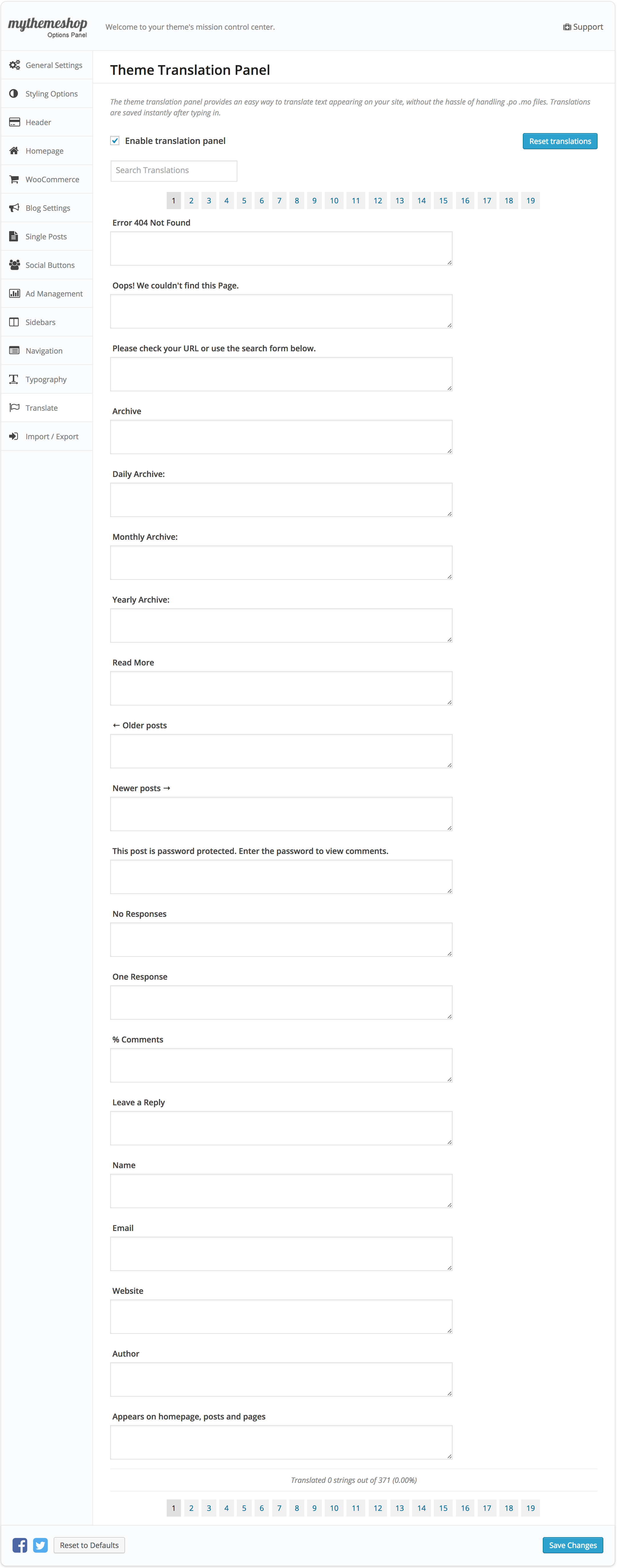 eMaxStore Translation settings