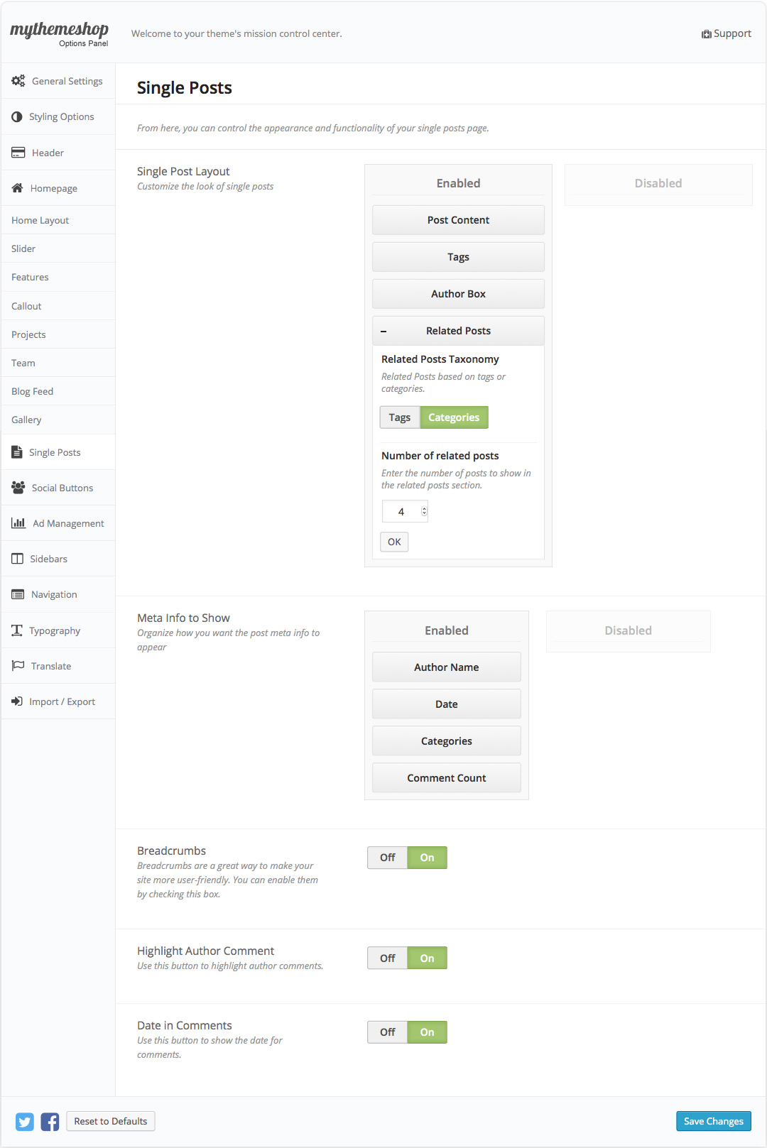 Business Single Settings