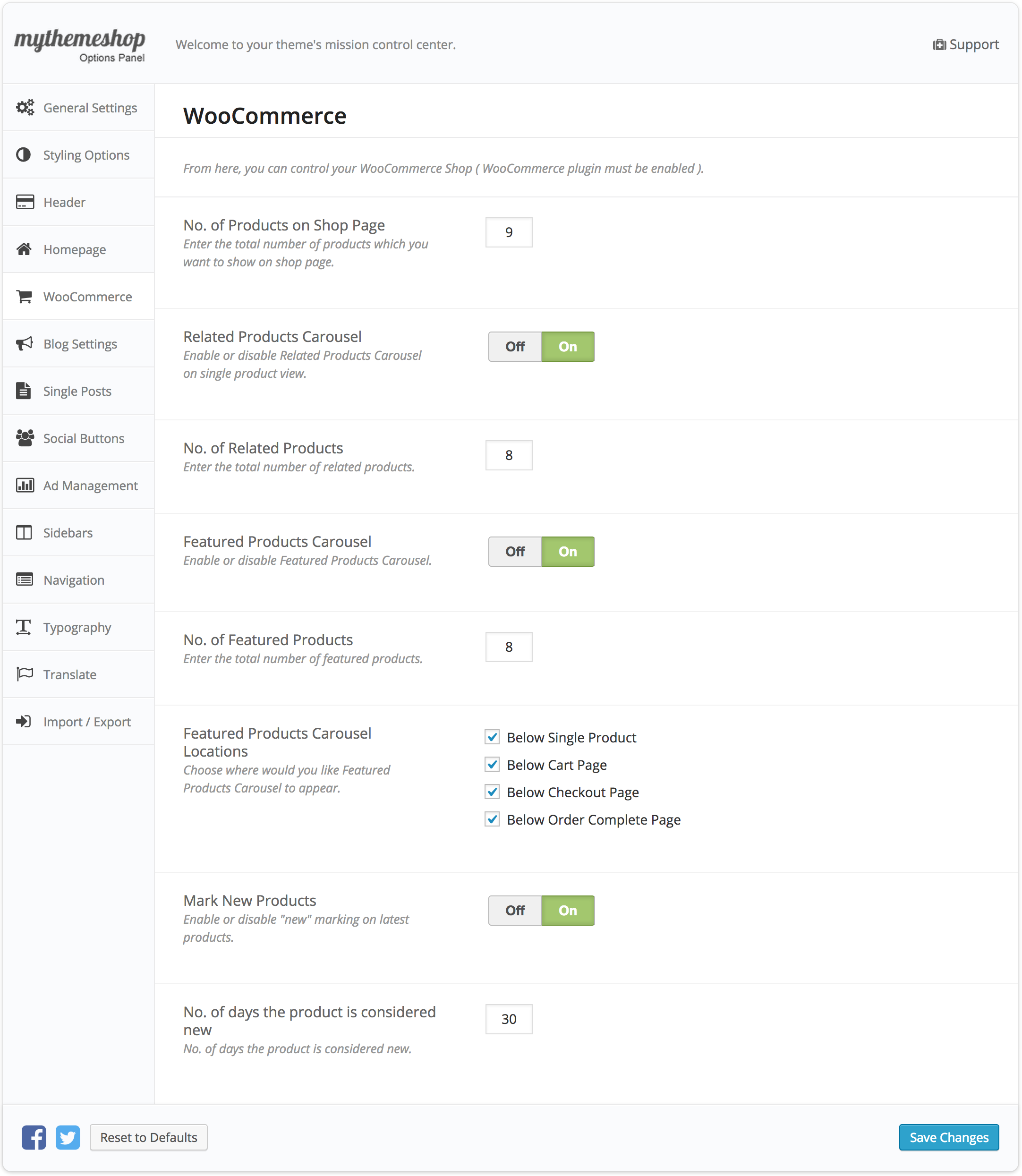 eMaxStore WooCommerce settings