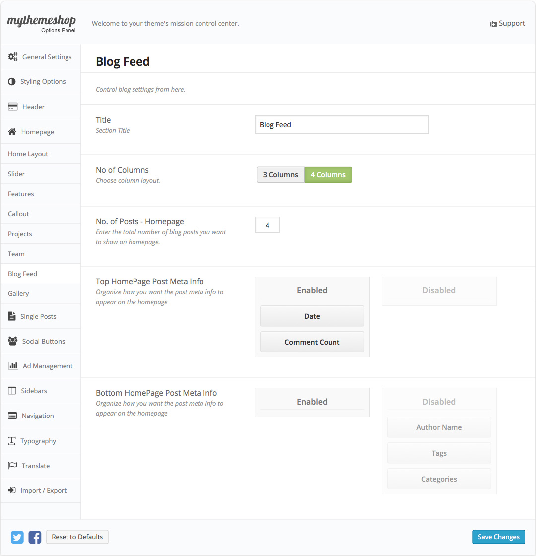 Business Blog Settings
